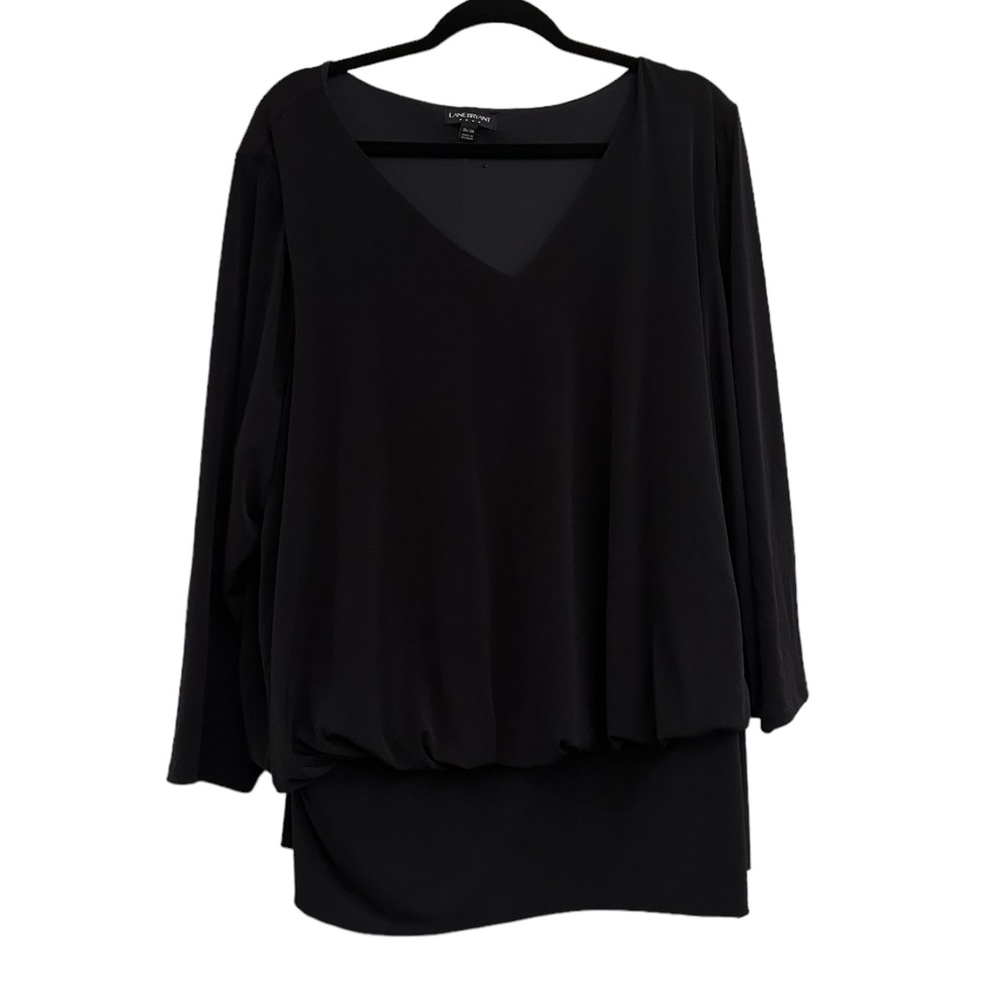 Lane Bryant Women's Black Casual Long Sleeve V Neck Top Blouse Size 26/28
